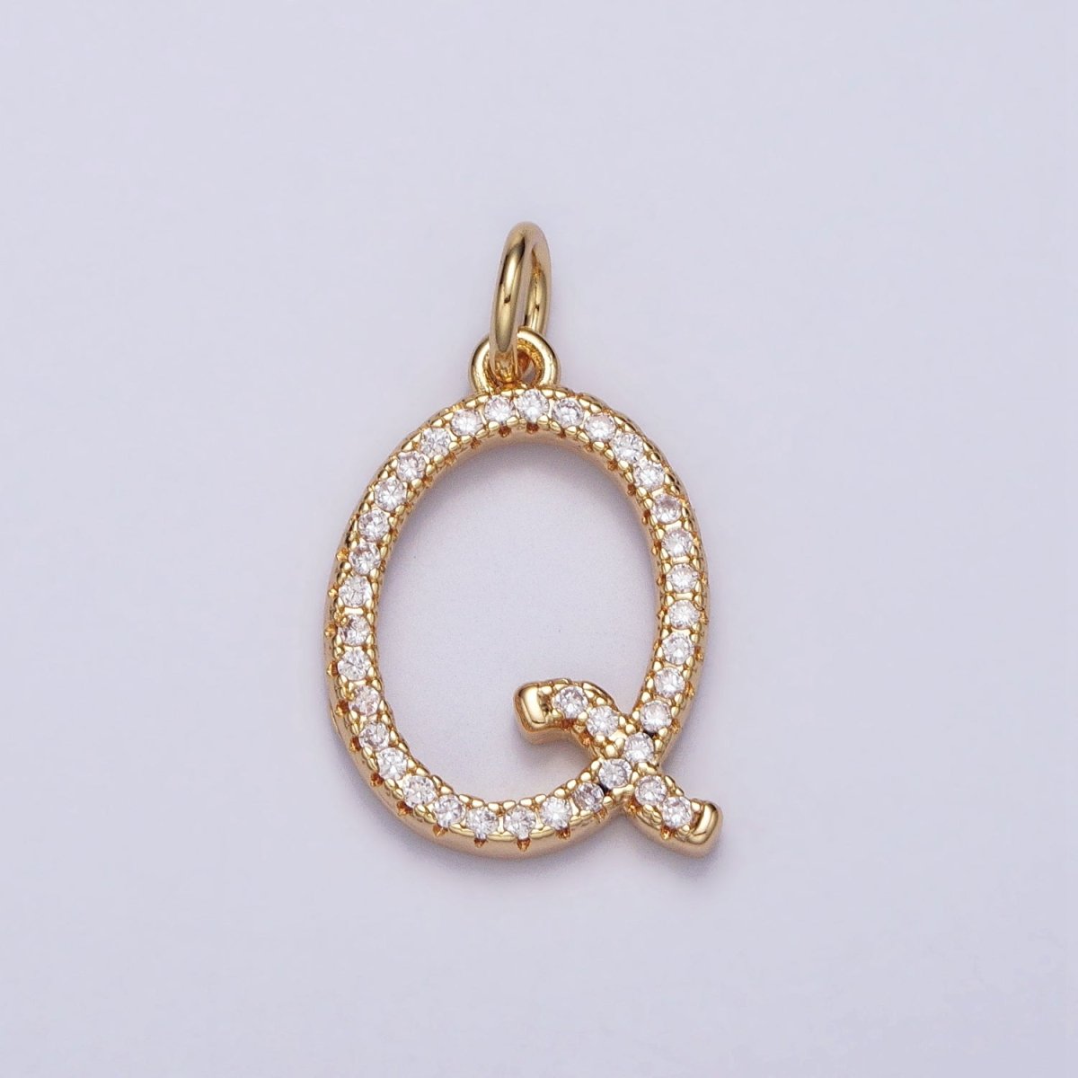 16K Gold Filled Initial Letter A-Z Curved Font Personalized Micro Paved CZ Charm | A-924-A-936