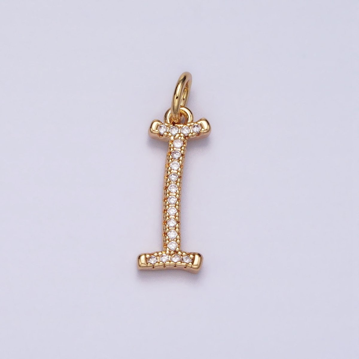 16K Gold Filled Initial Letter A-Z Curved Font Personalized Micro Paved CZ Charm | A-924-A-936