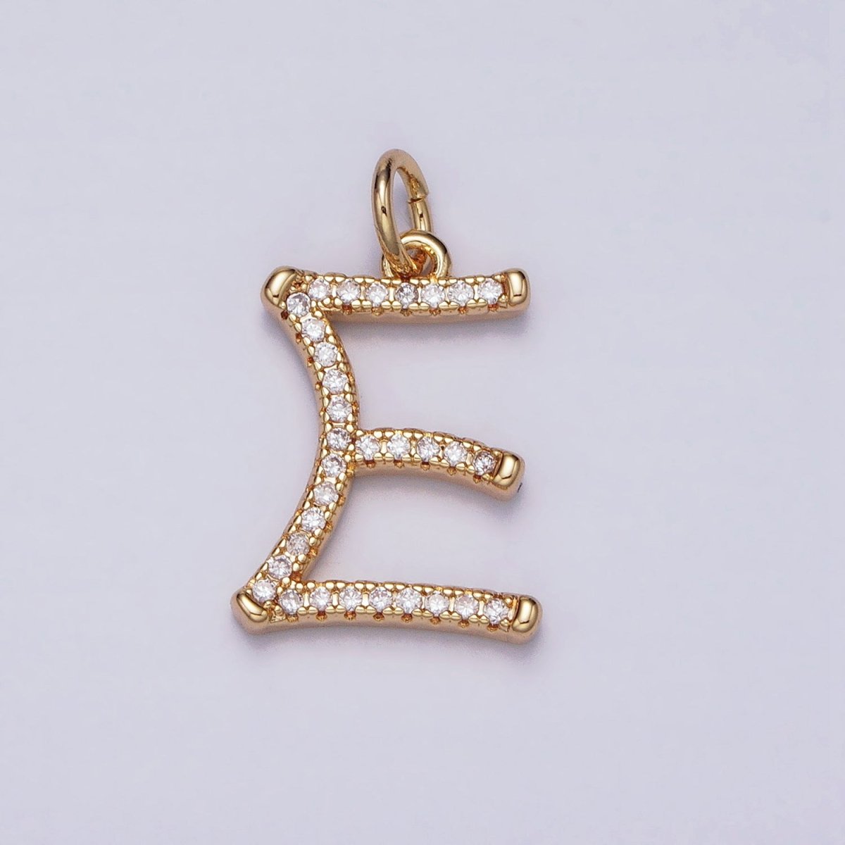 16K Gold Filled Initial Letter A-Z Curved Font Personalized Micro Paved CZ Charm | A-924-A-936