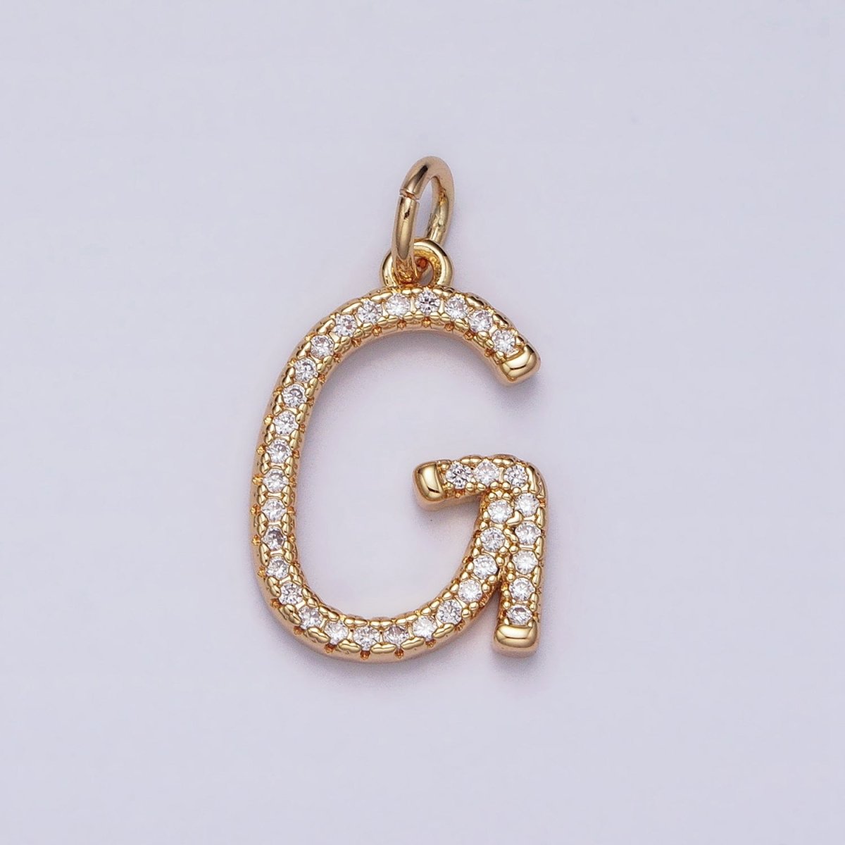 16K Gold Filled Initial Letter A-Z Curved Font Personalized Micro Paved CZ Charm | A-924-A-936