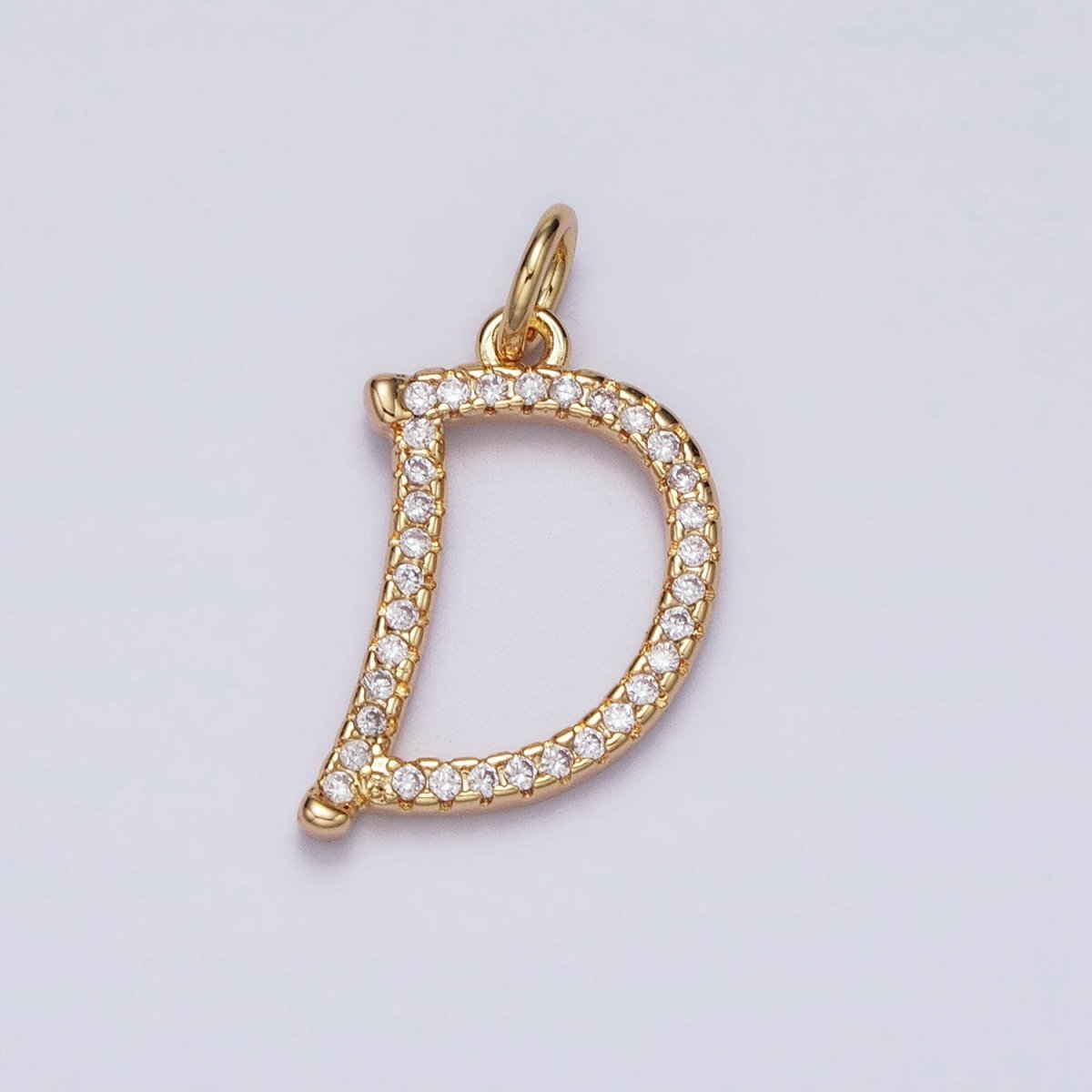 16K Gold Filled Initial Letter A-Z Curved Font Personalized Micro Paved CZ Charm | A-924-A-936
