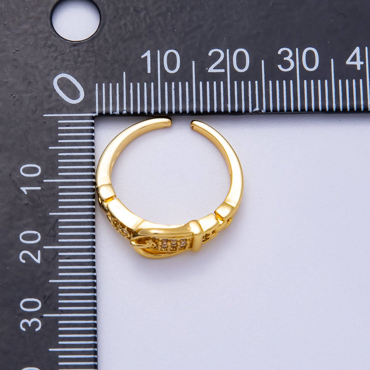 16K Gold Filled Micro Paved CZ Belt Buckle Ring | RINGS-00077