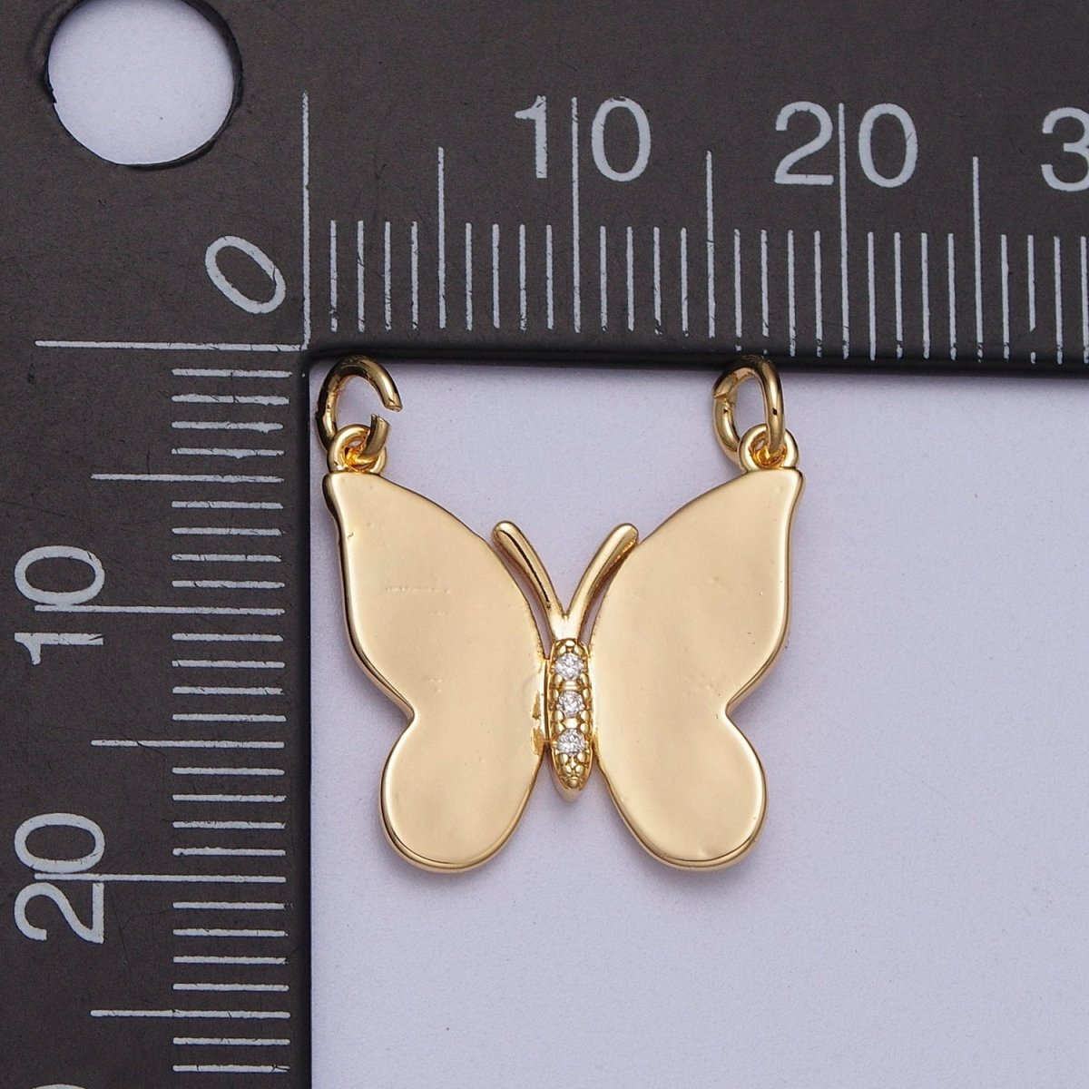 16K Gold Filled Minimalist Butterfly CZ Micro Paved Link Connector | Y-672