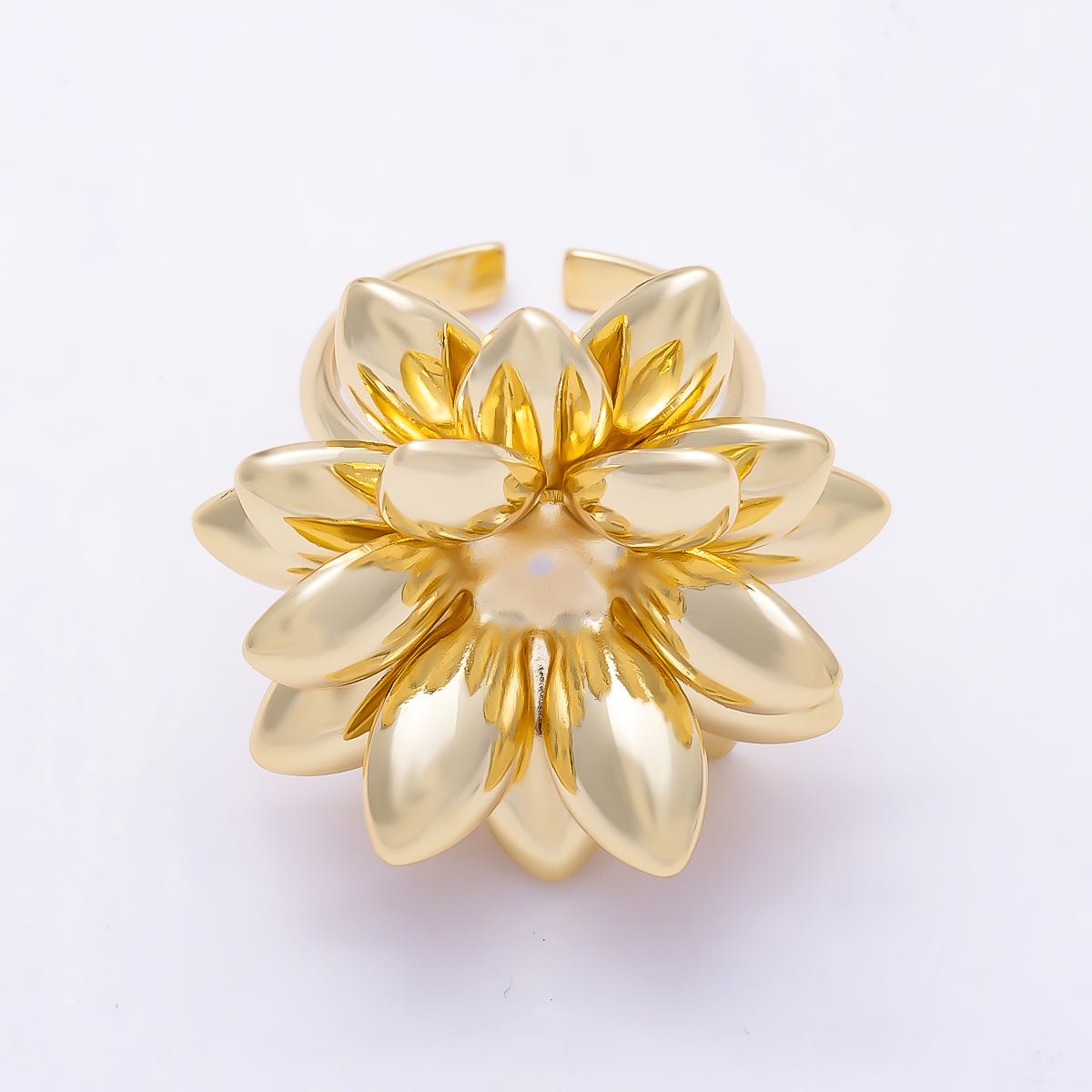 16K Gold Filled Minimalist Spiked Blooming Flower Ring | Rings-00306