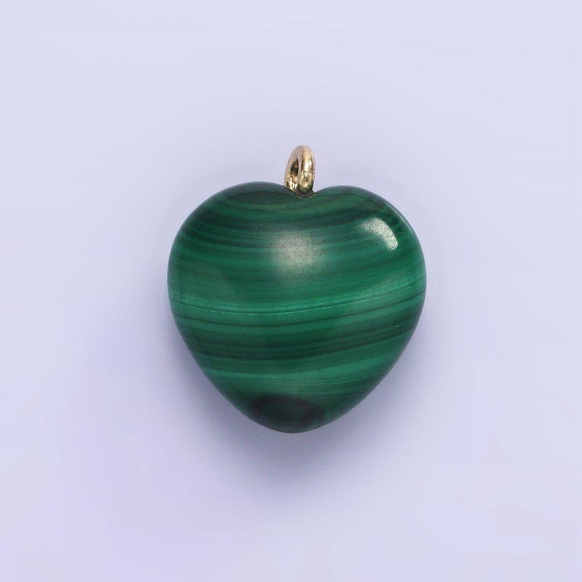 16K Gold Filled Natural Green Malachite Natural Gemstone Heart Charm | AC1368