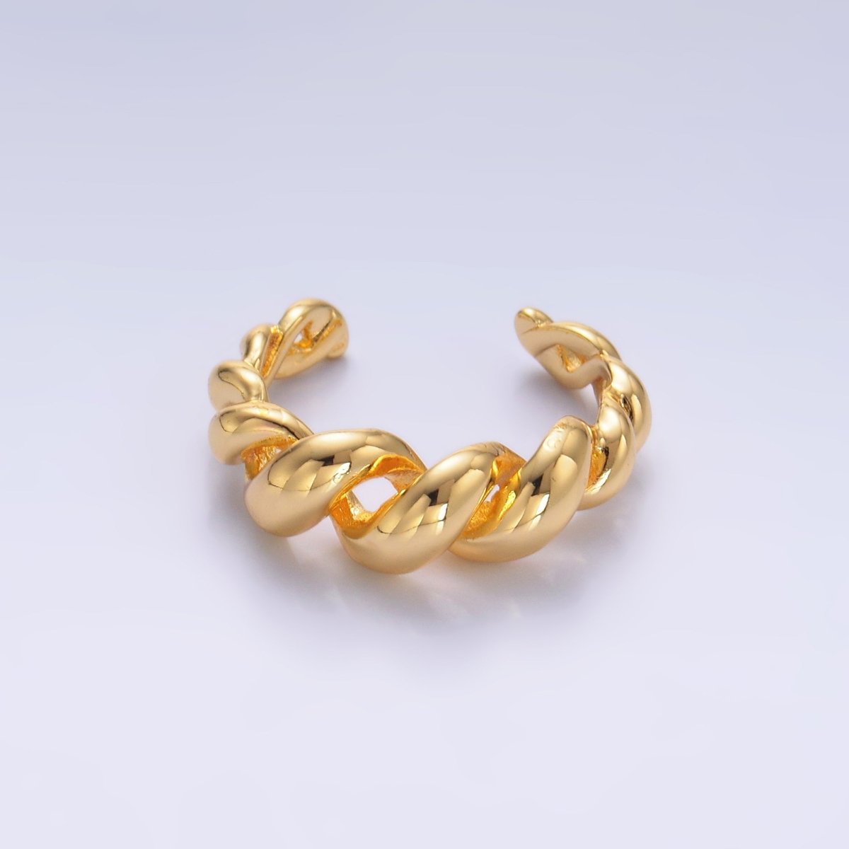 16K Gold Filled Spiral Twisted Out Rope Ring | O552