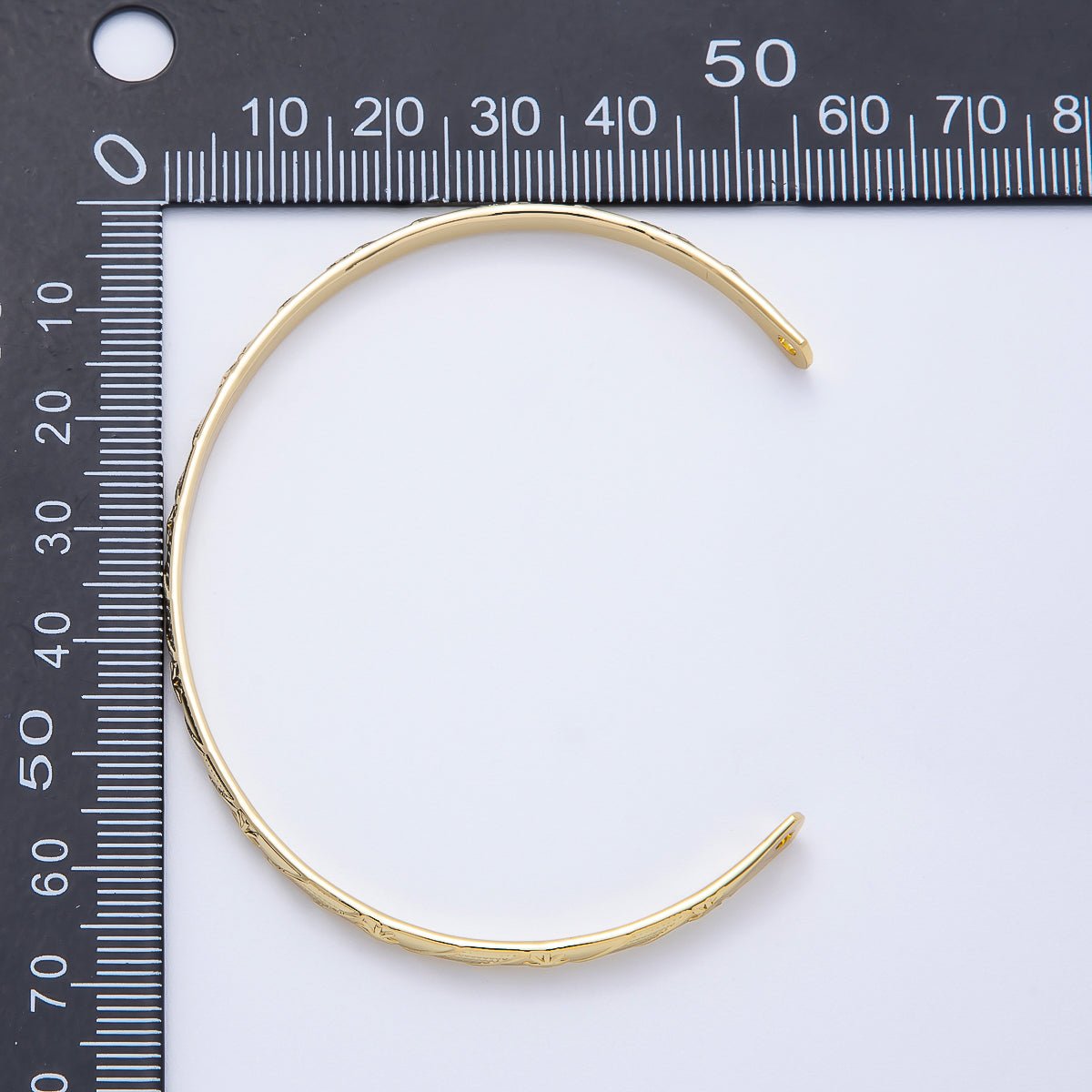 16K Gold Filled Lined Sun Ray Textured Half Cuff Bracelet Finding for Bangle Supplyt | WA-04453