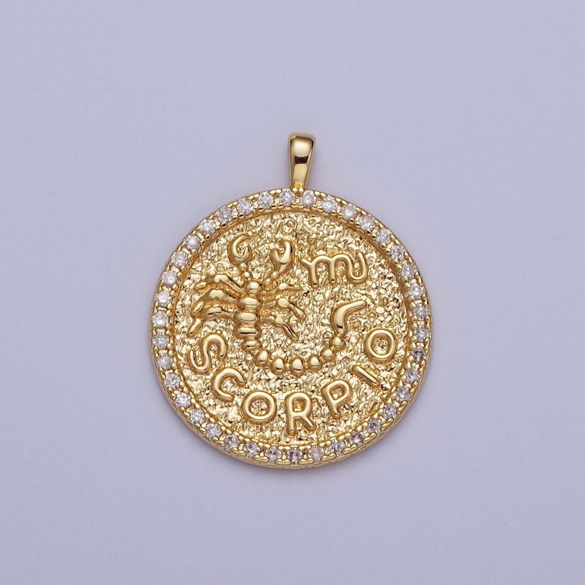 16K Gold Filled Zodiac Sign Astrology Personalized Birthday Micro Paved CZ Charms Pendants Medallion A-A1695-A-A1700