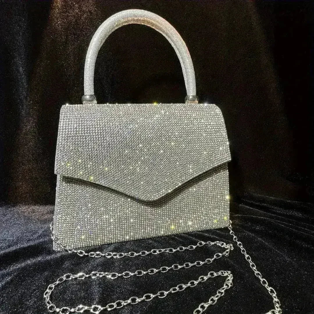 Rhinestone Evening Clutch - Convertible Silver Purse | Femstylo
