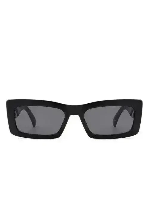Retro Narrow Rectangle Flat Top Slim Sunglasses