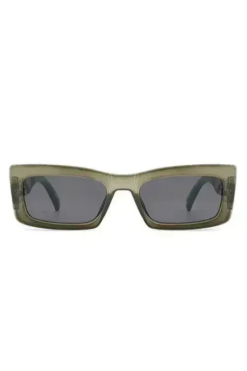 Retro Narrow Rectangle Flat Top Slim Sunglasses