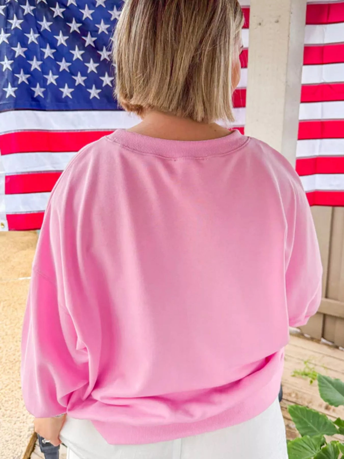 USA Map Patched Long Sleeve Sweatshirt
