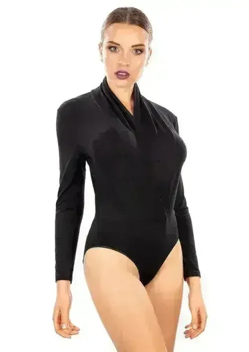 Italian Viscose Deep V-Neck Long Sleeve Bodysuit - Femstylo
