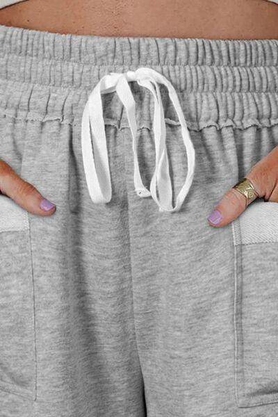 Drawstring High Waist Shorts with Pockets for Women