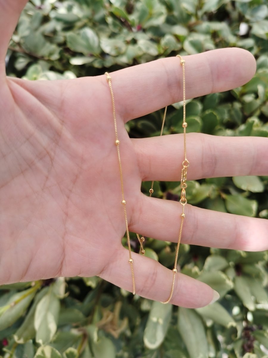 18 inch Box Chain Necklace, 24K Gold Plated Box Finished Chain For Jewelry Necklace Making, Dainty 2mm Box Necklace w/ Spring Ring | CN-761 Clearance Pricing