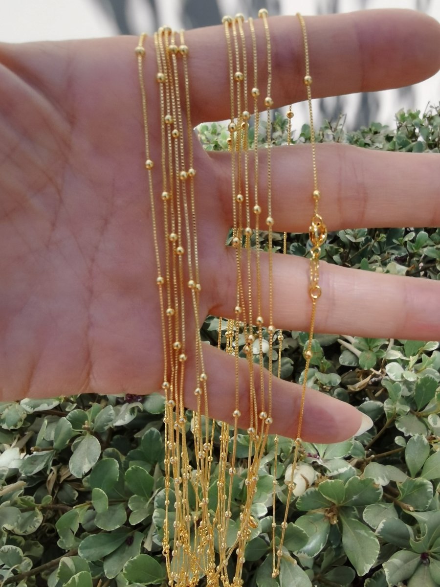 18 inch Box Chain Necklace, 24K Gold Plated Box Finished Chain For Jewelry Necklace Making, Dainty 2mm Box Necklace w/ Spring Ring | CN-761 Clearance Pricing
