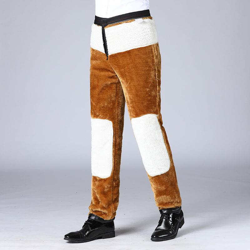 Springautumn Lightweight Cold-resistant Straight-leg Plus-size Pants For Menwaterproof Windproof And Lined With Fleece