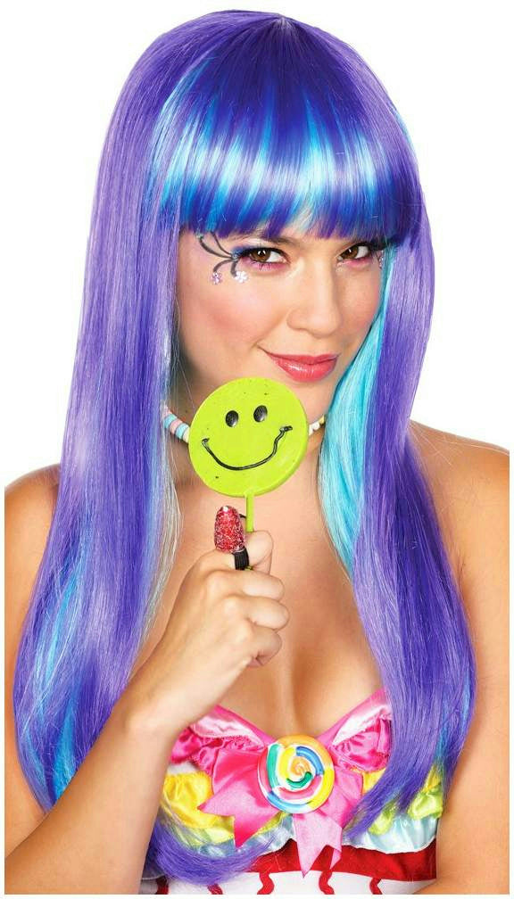 Candy Babe Long Straight Purple Wig with Bangs