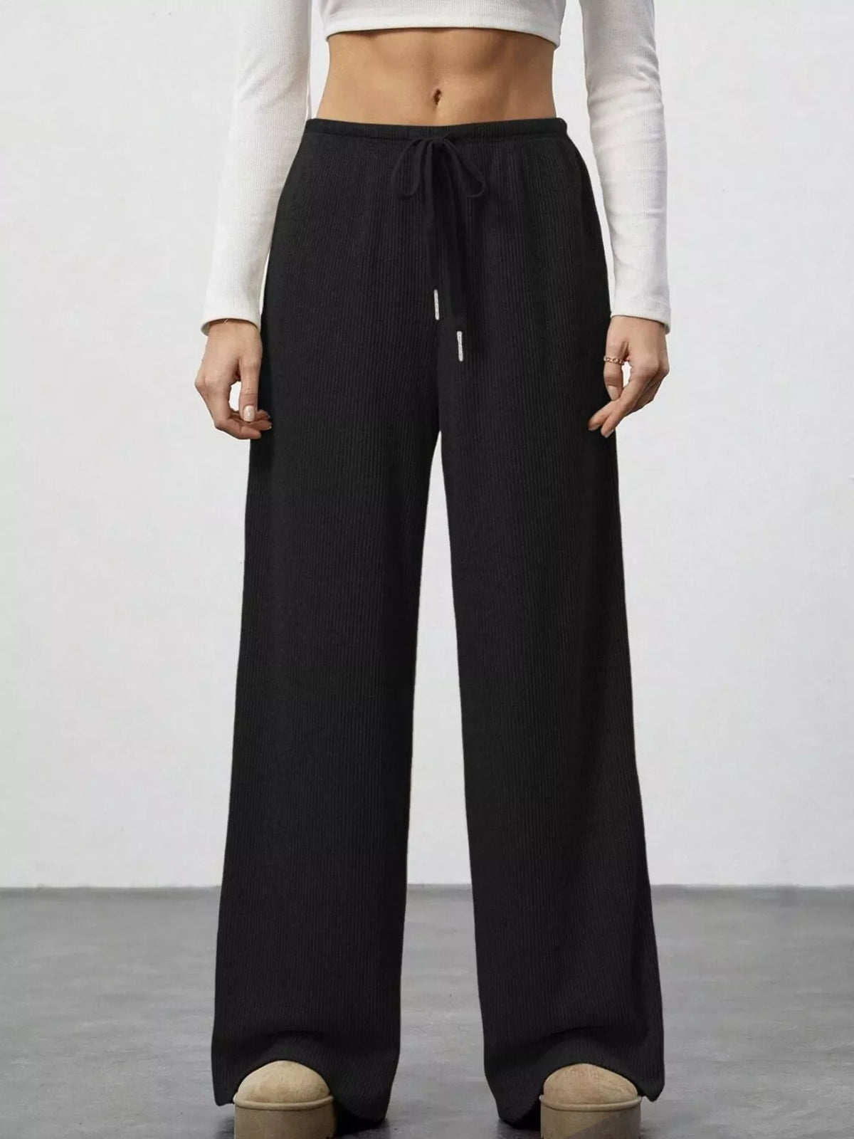 Relaxed Fit Wide Leg Pants