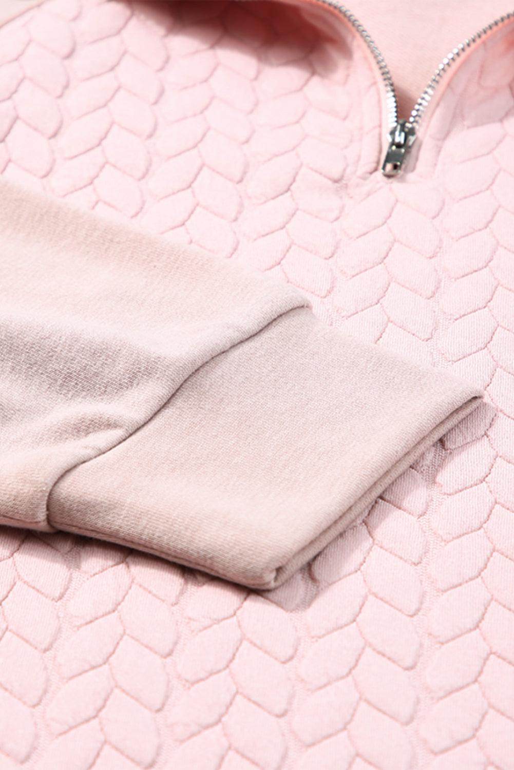 Textured Quarter Zip Long Sleeve Sweatshirt for Women