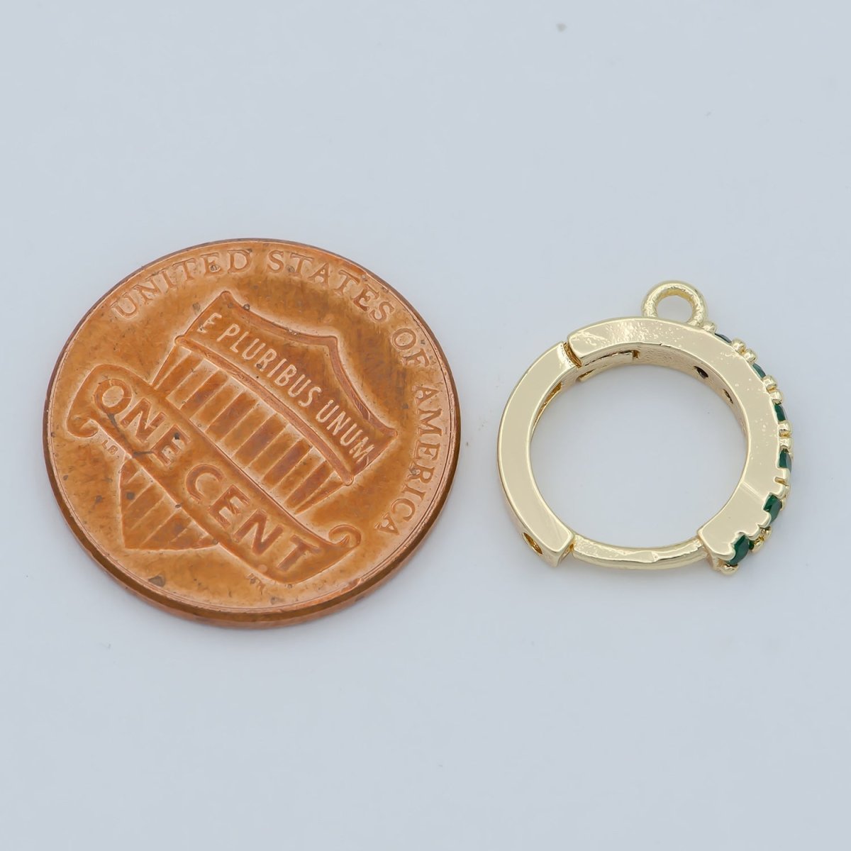 18K Emerald Green Gold Filled Round Huggies Earring Supplies Open Link earring For DIY Jewelry Making Earring Making L-390