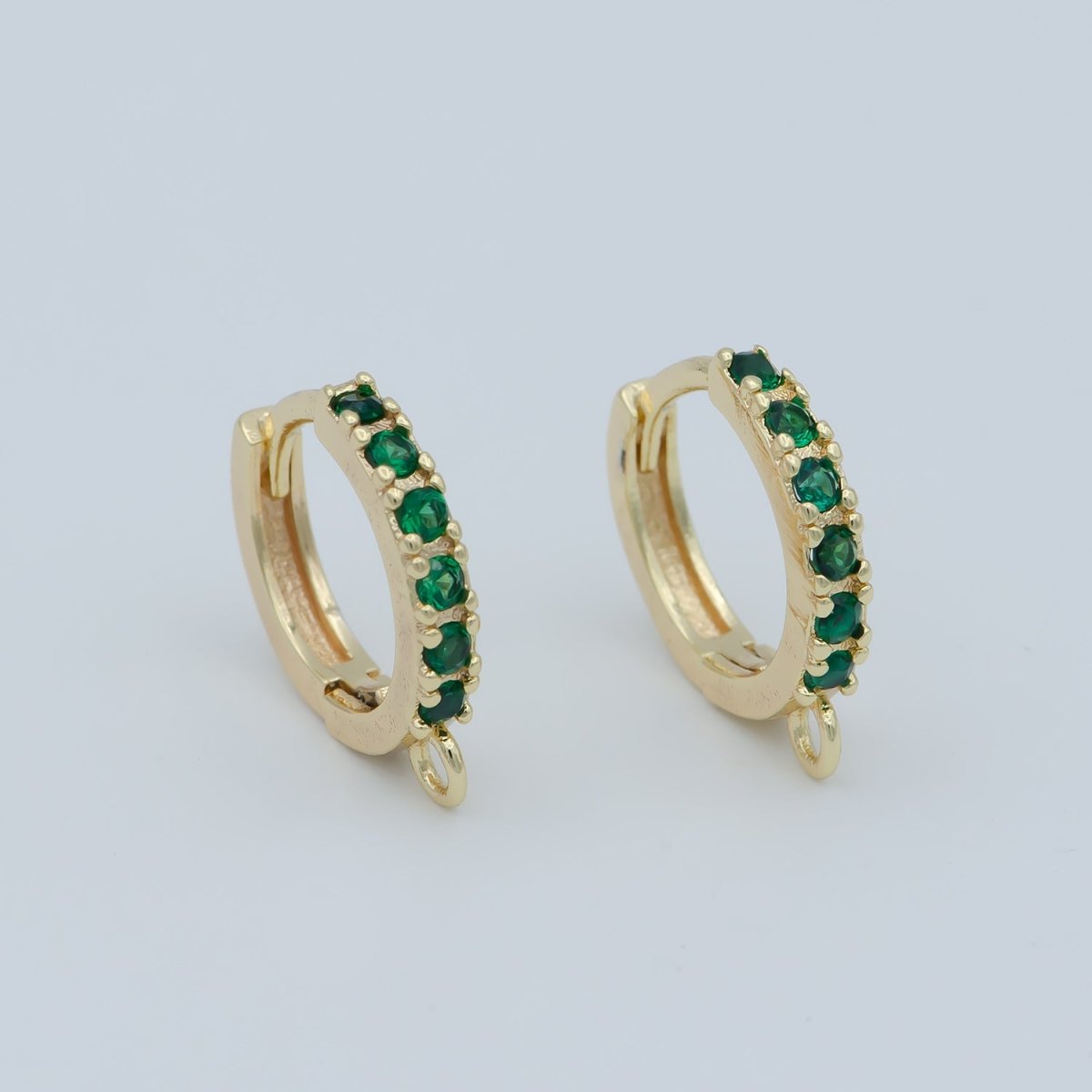 18K Emerald Green Gold Filled Round Huggies Earring Supplies Open Link earring For DIY Jewelry Making Earring Making L-390