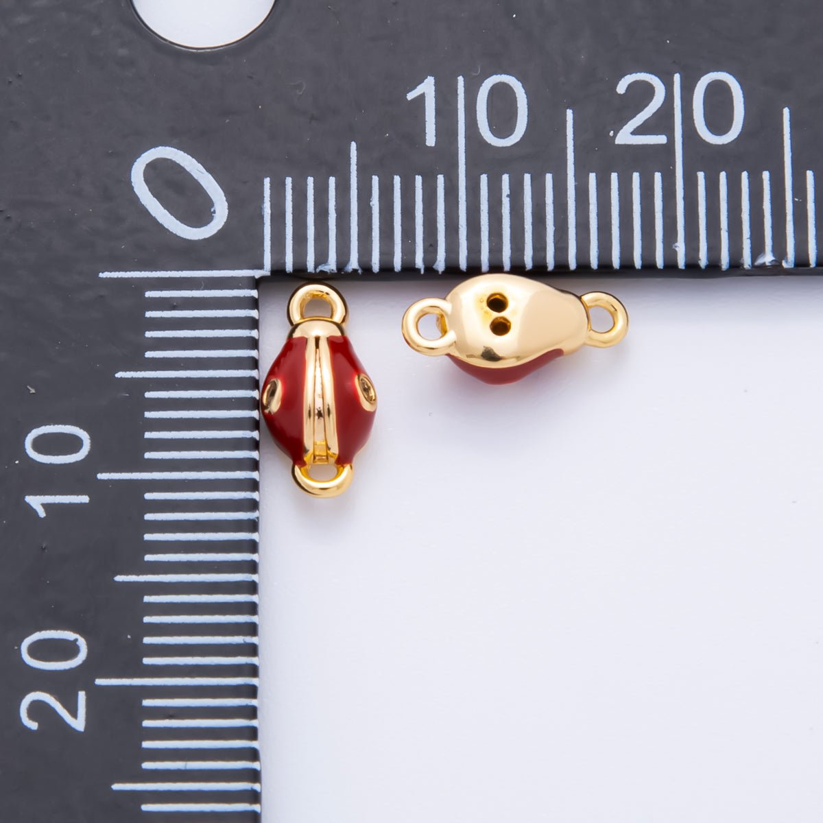 18K Gold Filled 10.5mm Red Enamel Art Snake Head Animals Charm Connector | Y-050