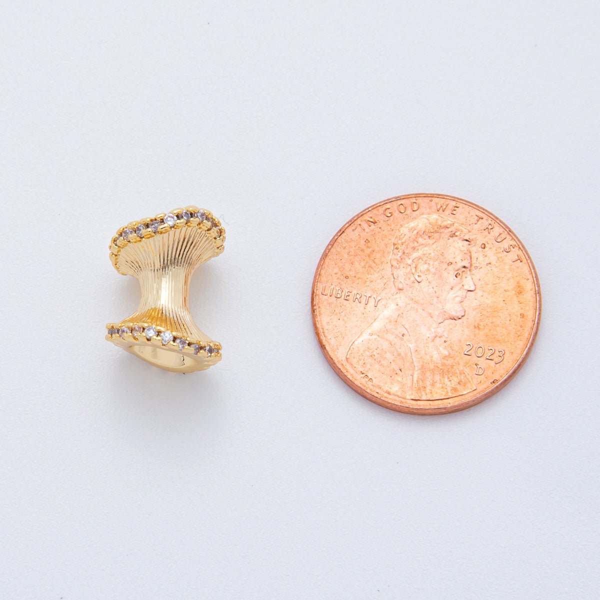 18K Gold Filled 10mm Micro Paved CZ Hourglass Tube Bead Spacer | AF-A1018