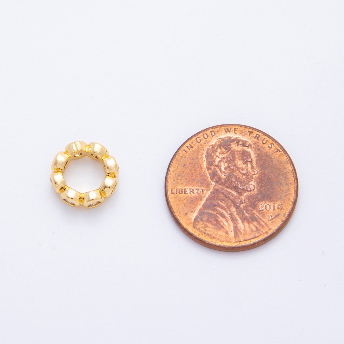 18K Gold Filled 10mm Round CZ Donut Bead Spacer | AF-A1069