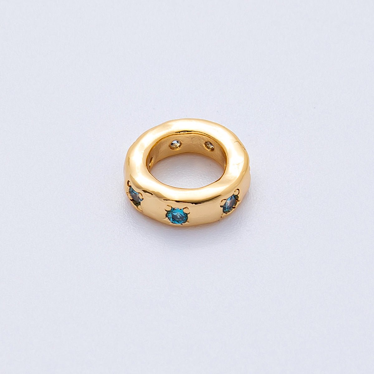 18K Gold Filled 11mm Personalized Birthstone CZ Rondelle Spacer Bead | Beads-00125 ~ Beads-00136