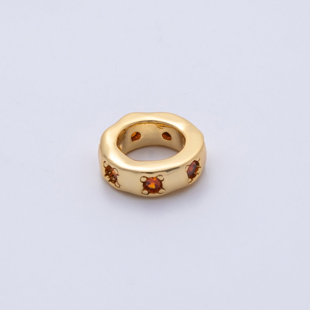 18K Gold Filled 11mm Personalized Birthstone CZ Rondelle Spacer Bead | Beads-00125 ~ Beads-00136