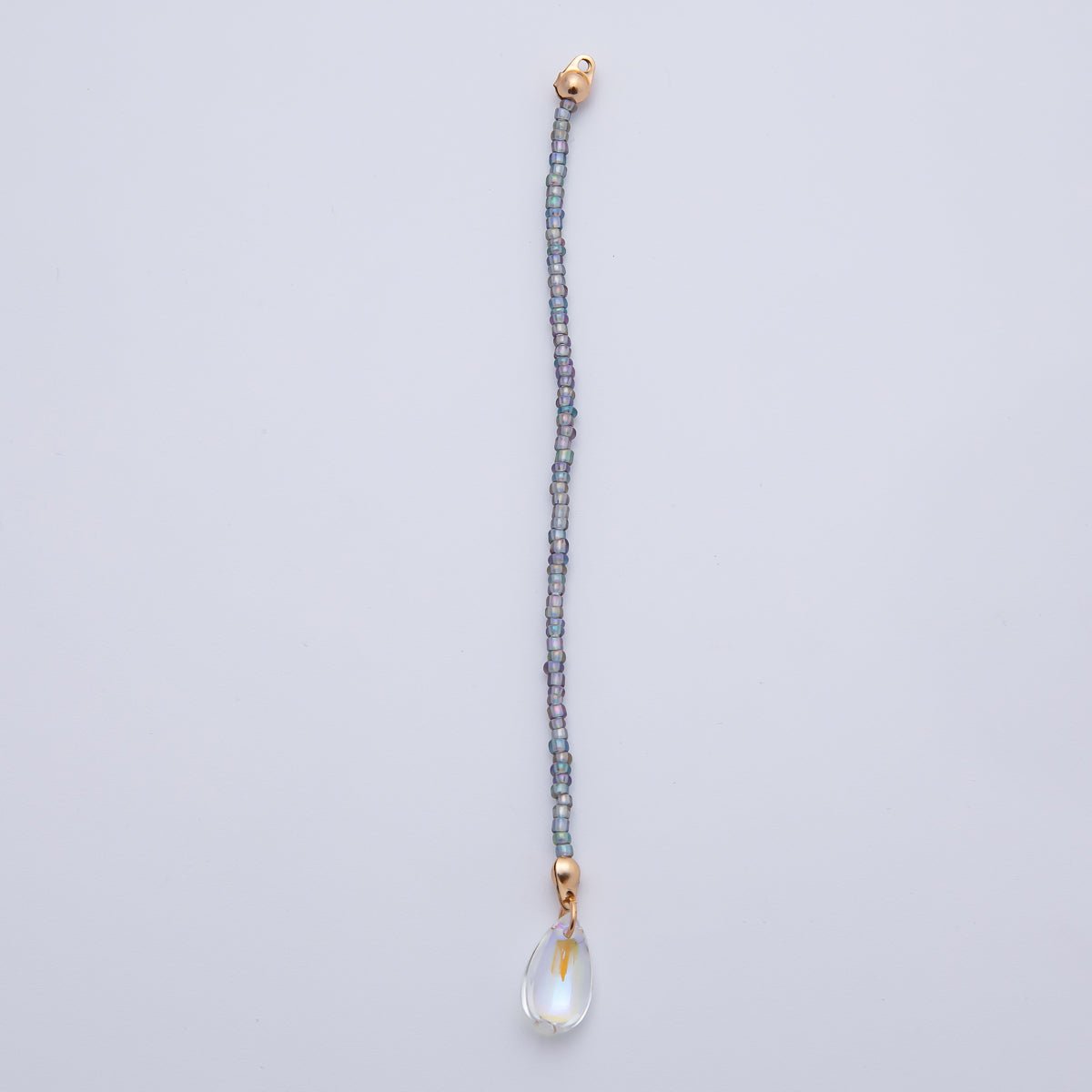 18K Gold Filled 123mm White, Black, Clear, Peach Iridescent AB Gemstone Drop Crimp Finding | Z1397 ~ Z1400