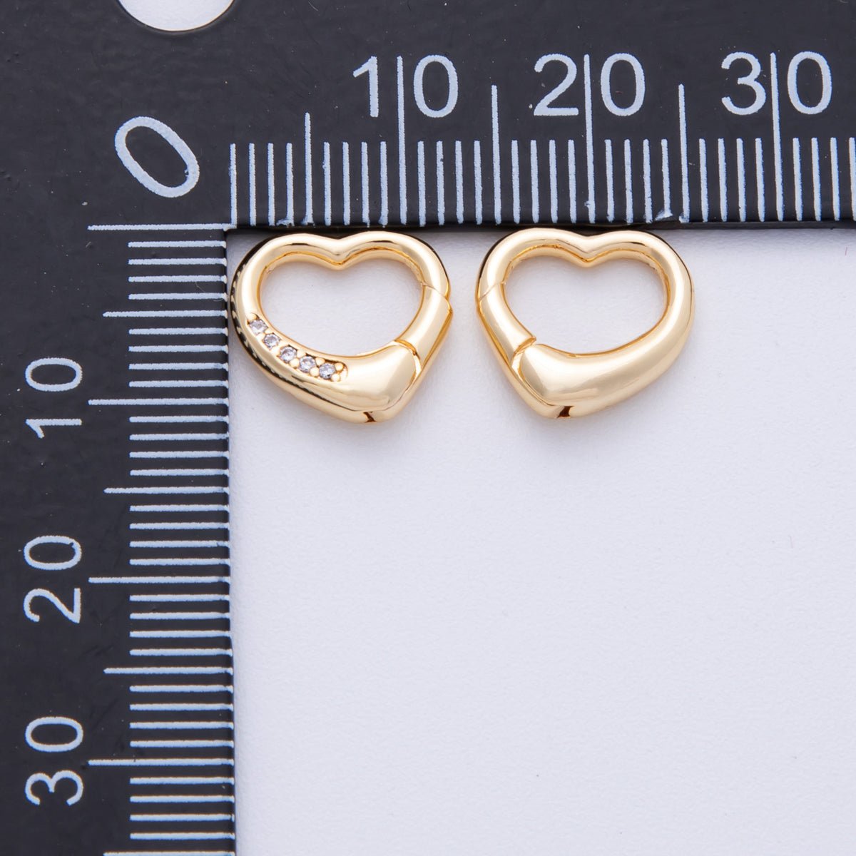 18K Gold Filled 12mm Push Gate Heart CZ Minimalist Finding | Findings-400001