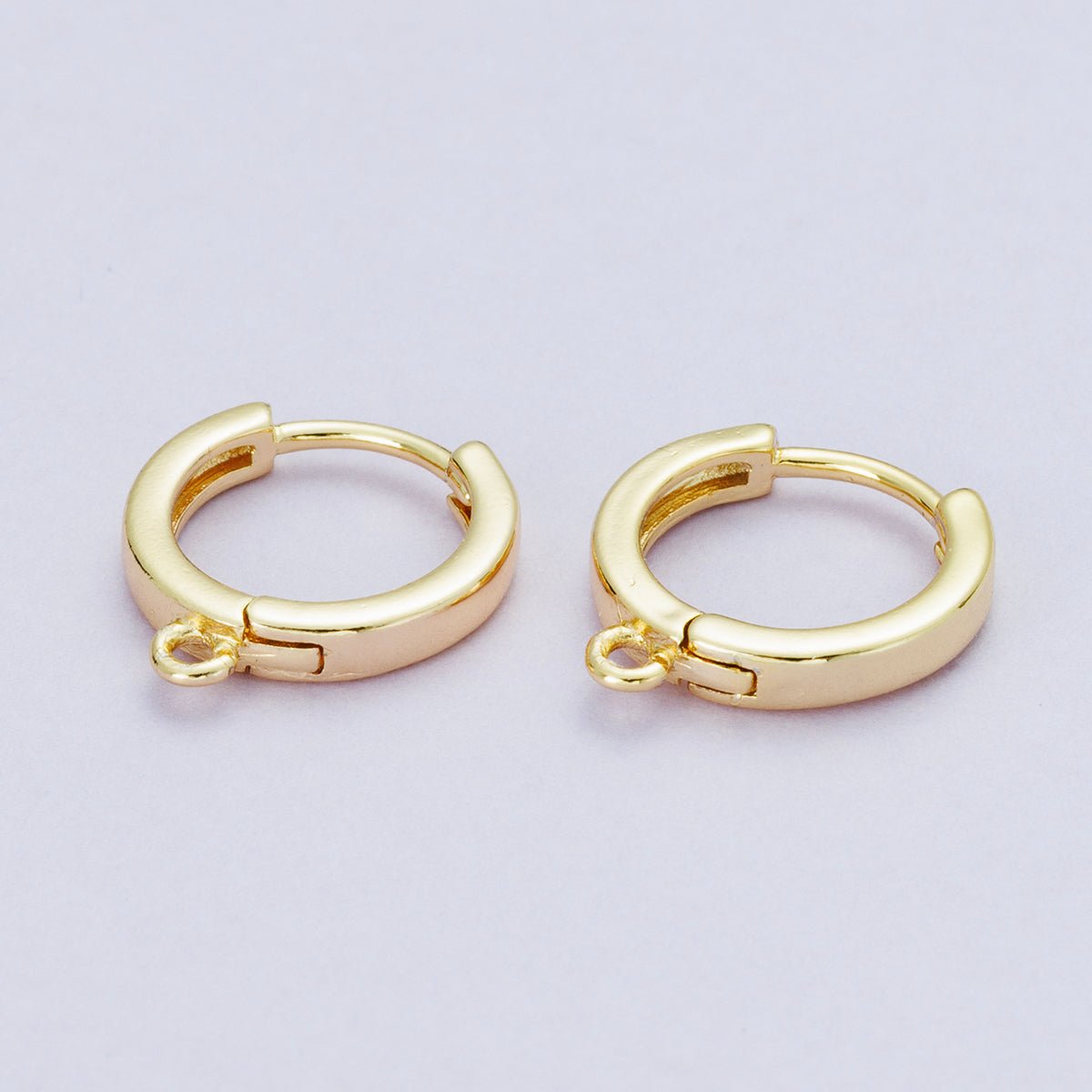 18K Gold Filled 13.5mm Minimalist Open Loop Drop Huggie Earrings in Gold & Silver | Findings-00106 Findings-00107