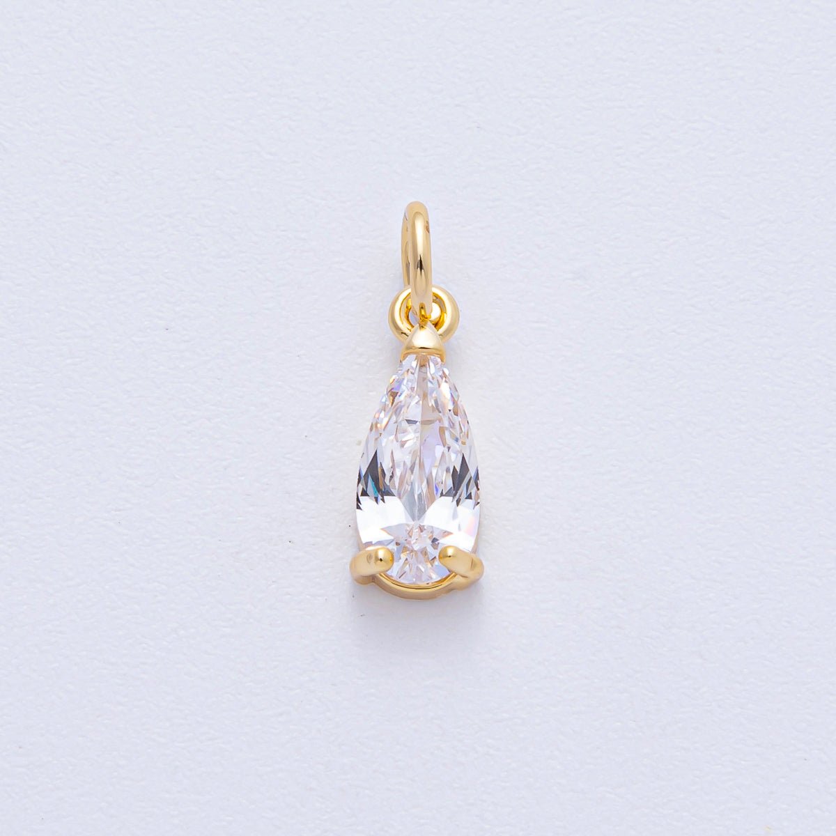 18K Gold Filled 13mm Clear CZ Teardrop Mini Charm | AK031