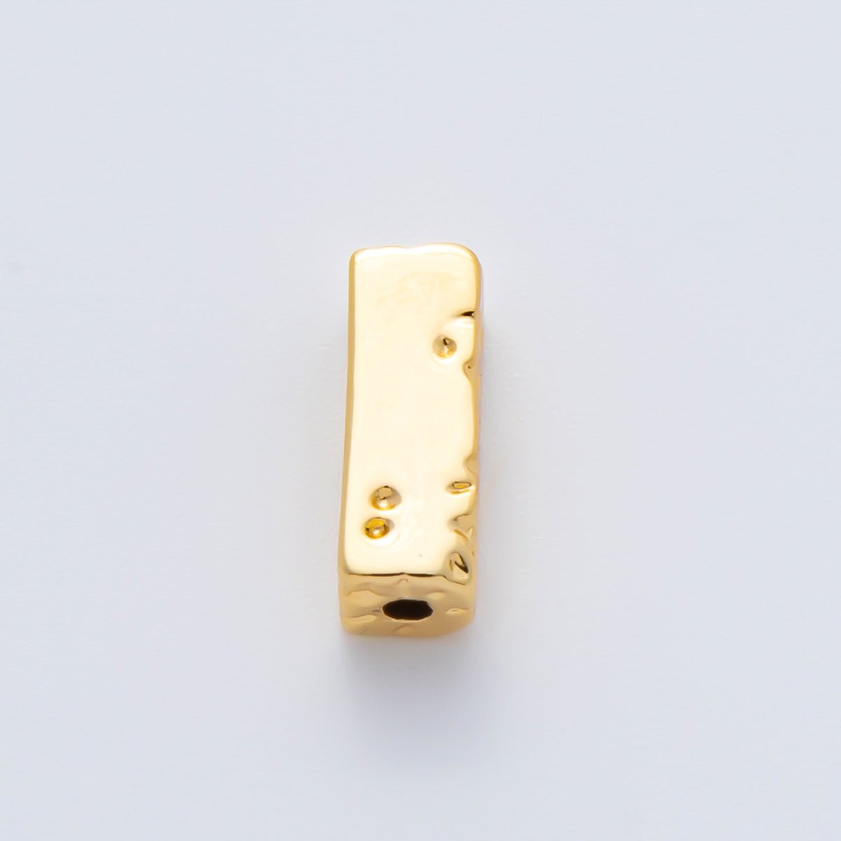 18K Gold Filled 13mm Hammered Rectangular Tube Spacer Bead in Gold & Silver | B026