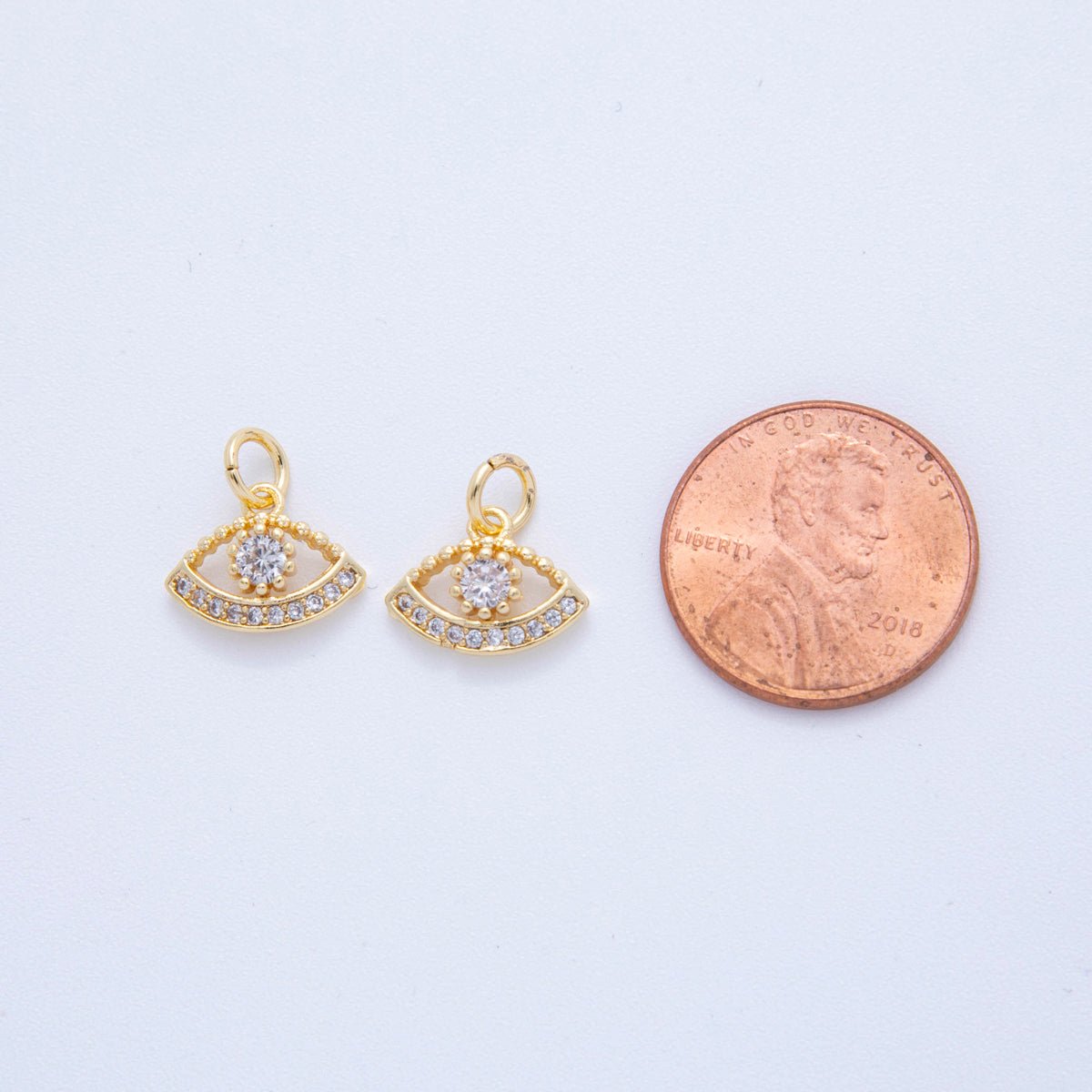 18K Gold Filled 13mm Micro Paved CZ Mystic Iris Evil Eye Charm | AF806