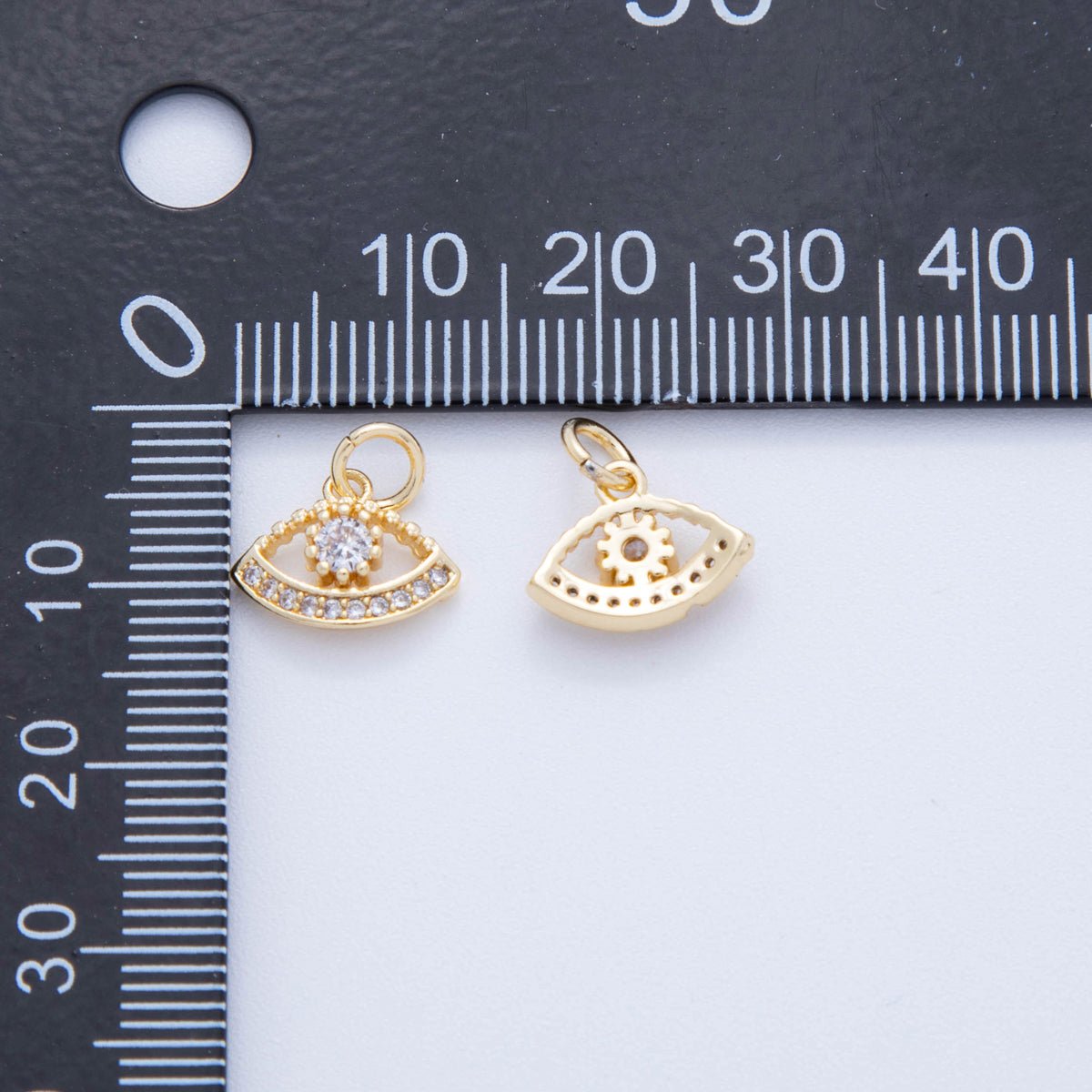 18K Gold Filled 13mm Micro Paved CZ Mystic Iris Evil Eye Charm | AF806