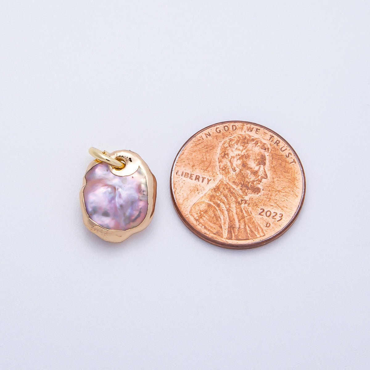18K Gold Filled 13mm Purple Foiled Baroque Freshwater Pearl Charm | Charms-00642