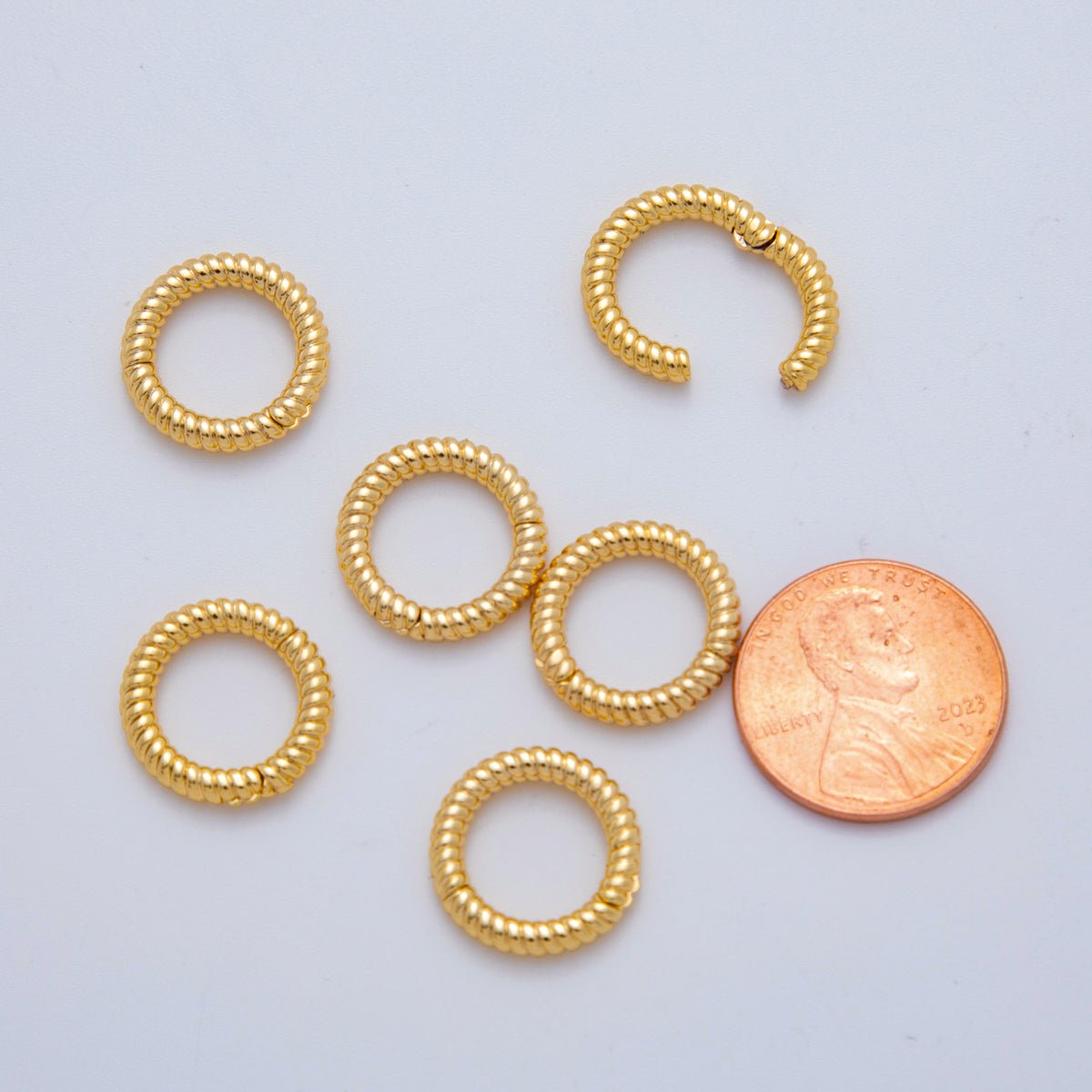 18K Gold Filled 14.5 mm Twirled Twist Round Snap Clasp Closure Findings | ZA1221