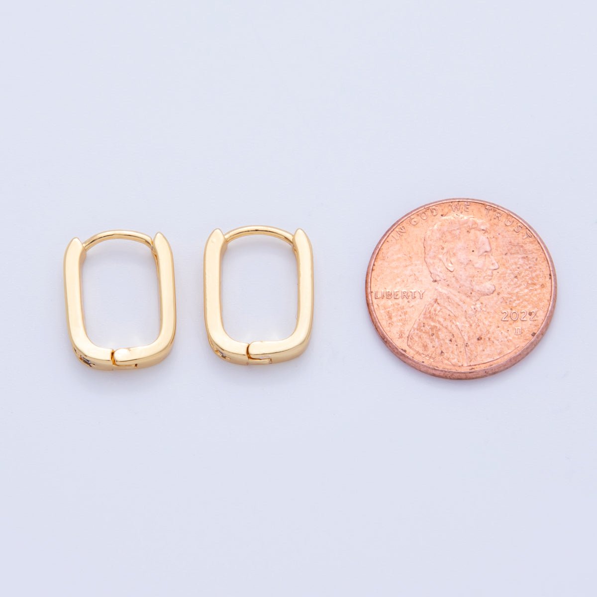 18K Gold Filled 14.5mm Micro Paved CZ Oblong Huggie Earrings | AI351
