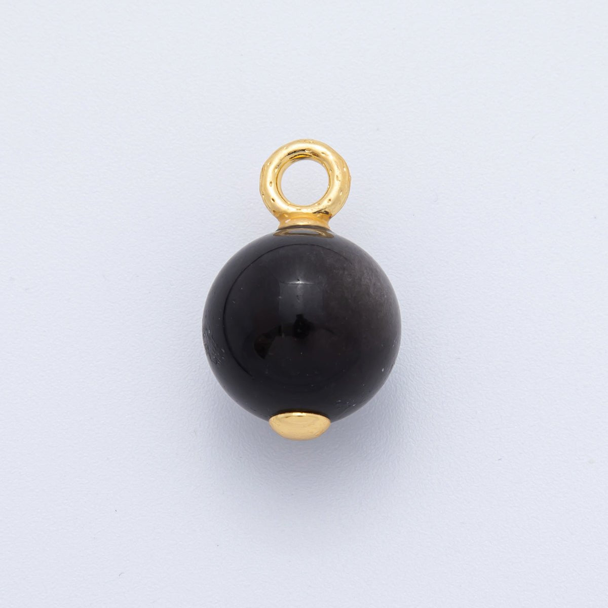 18K Gold Filled 14mm, 16mm Black Onyx Round Gemstone Charm | AF791 AF792