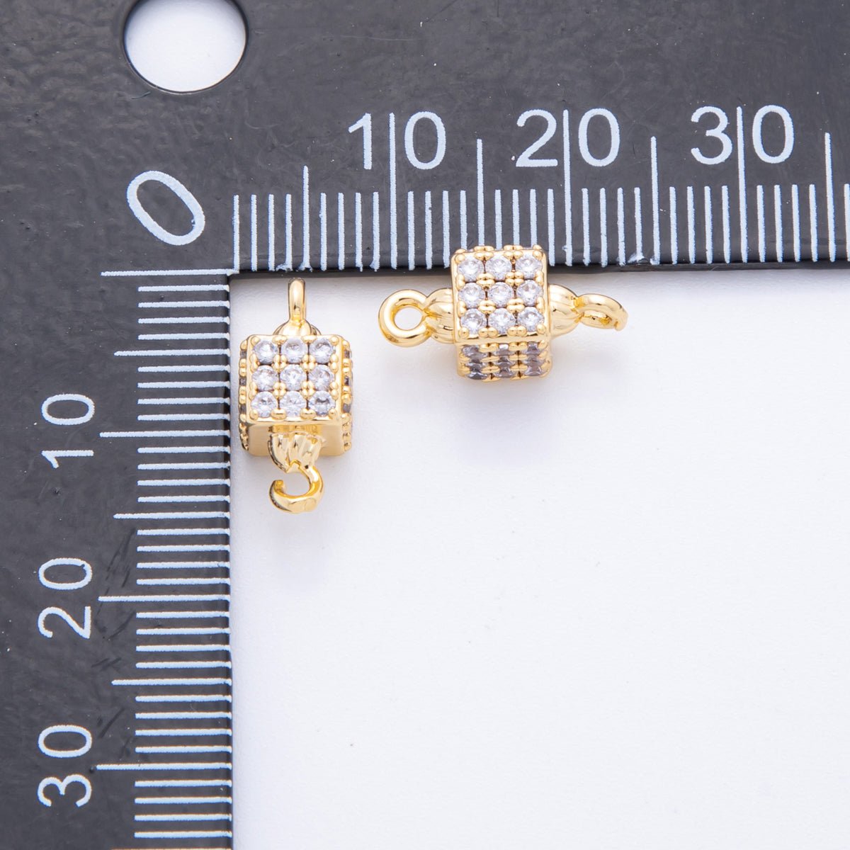 18K Gold Filled 14mm Micro Paved CZ Cubic Box Link Connector | Y161