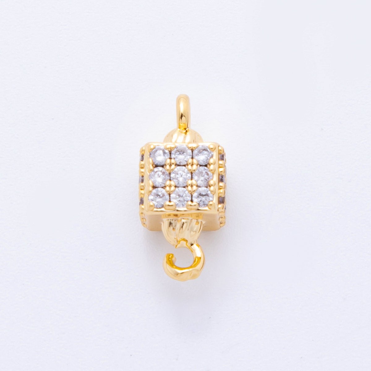 18K Gold Filled 14mm Micro Paved CZ Cubic Box Link Connector | Y161
