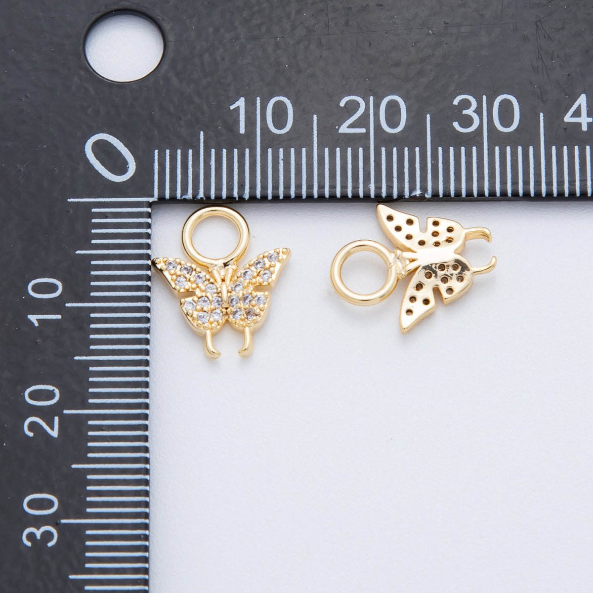 18K Gold Filled Micro Paved CZ Butterfly Add-On Drop Earring Charm | AH-913