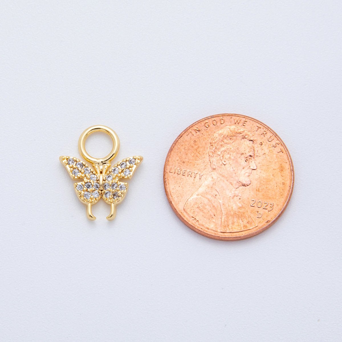 18K Gold Filled Micro Paved CZ Butterfly Add-On Drop Earring Charm | AH-913