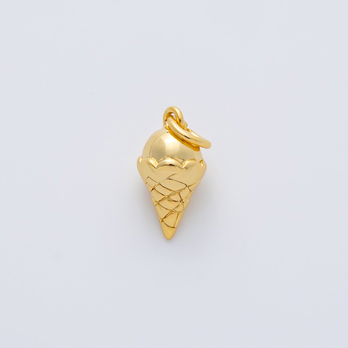 18K Gold Filled 14mm Ice Cream Cone 3D Multidimensional Charm in Gold & Silver | AF1415