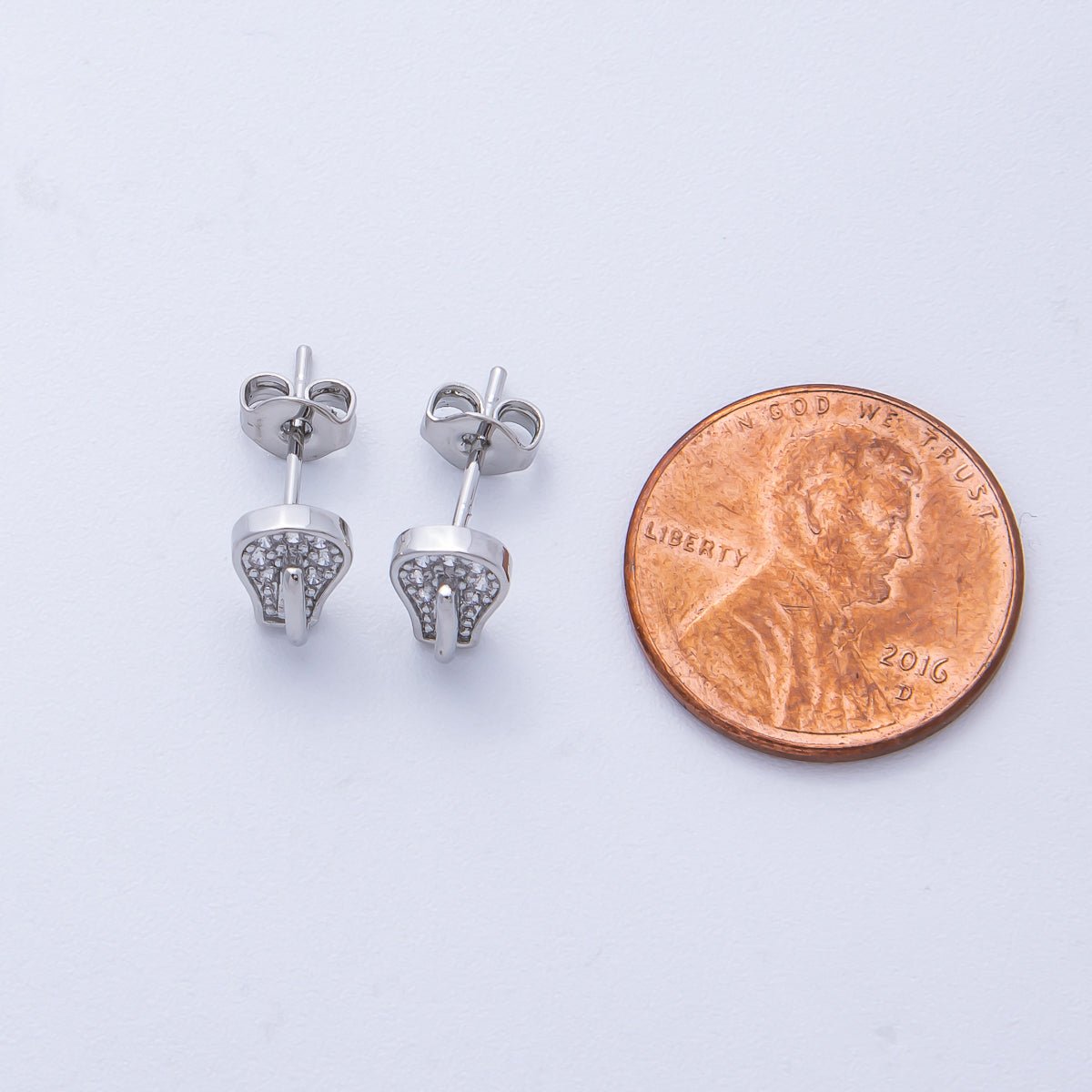 18K Gold Filled 15mm Micro Paved CZ Light Bulb Stud in Gold &Silver | Earrings-00225 Earrings-00226