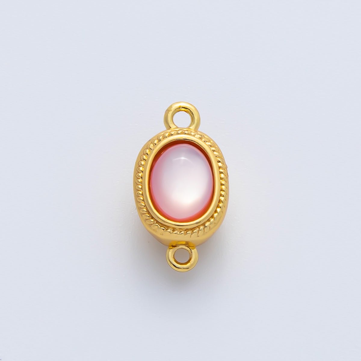 18K Gold Filled 15mm Red White Shell Pearl Oval Push In Clasp Closure Finding | Z1465