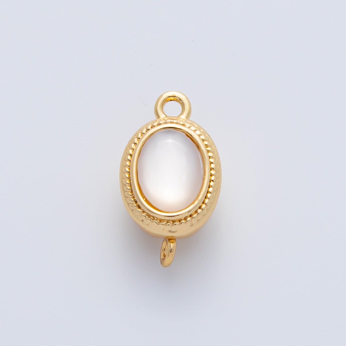 18K Gold Filled 15mm Red White Shell Pearl Oval Push In Clasp Closure Finding | Z1465
